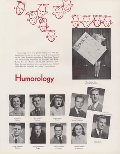 Some of Humorology's earliest student staff members, from 1949.