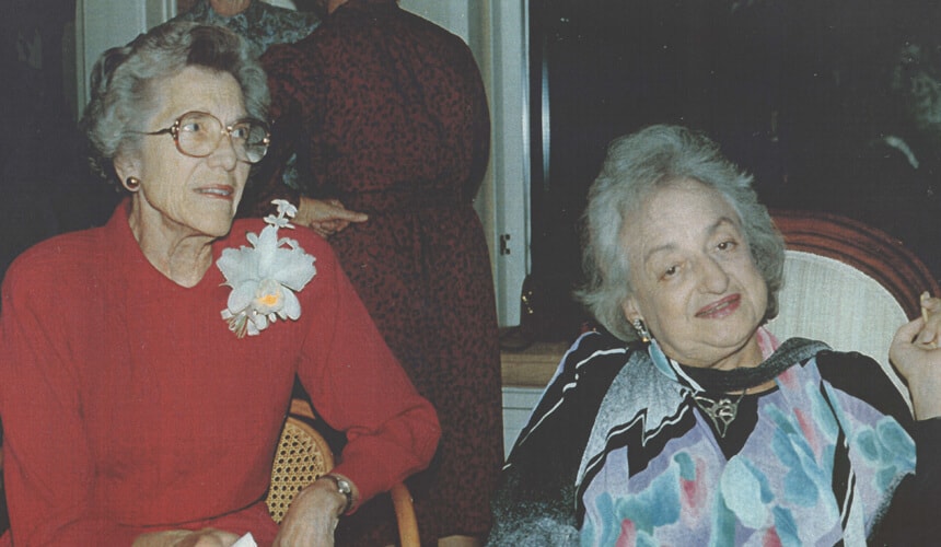 Kathryn Clarenbach sitting next to Betty Friedan