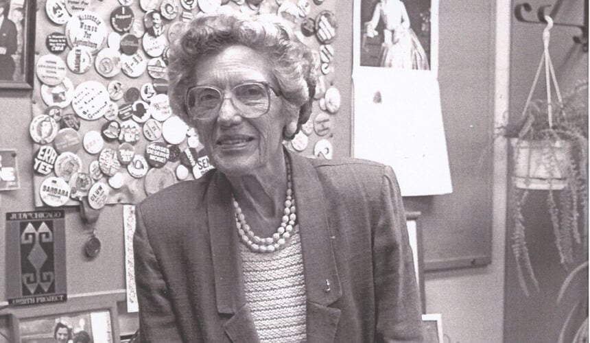 Clarenbach in her Lowell Hall office.