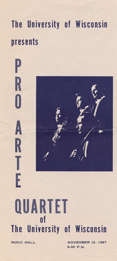 The cover of a Pro Arte Quartet program for a concert held in Music Hall, 1967.