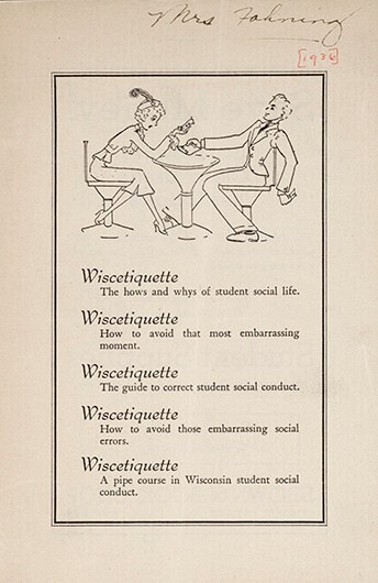 "Wiscetiquette" tips for students in 1936.