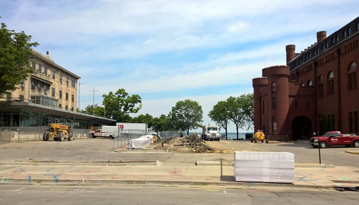 Image from the start of construction on Alumni Park. Image courtesy of SmithGroupJJR.