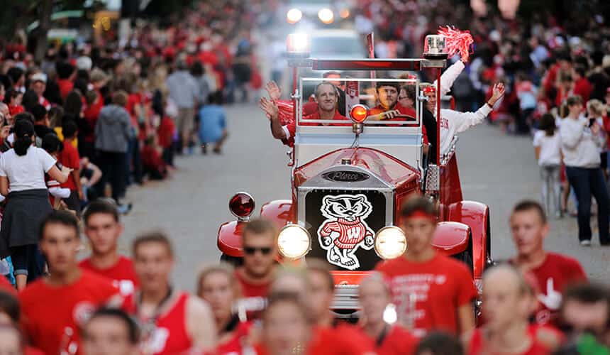 Bucky Wagon during the Homecoming parade