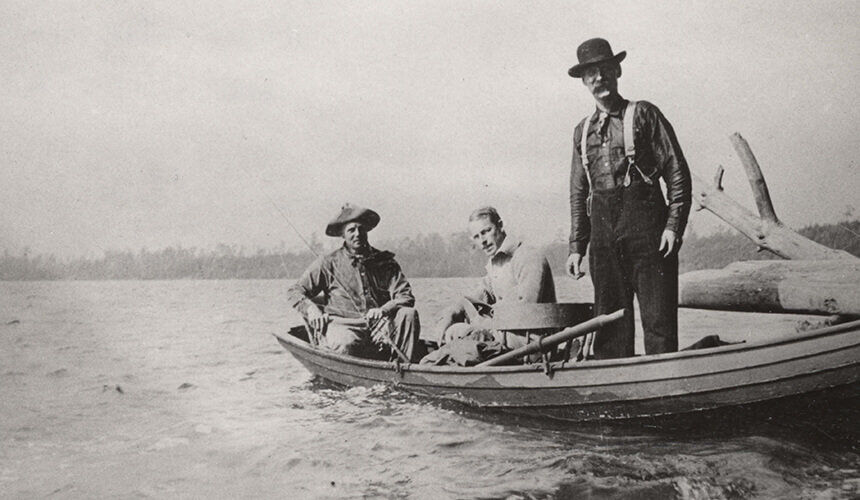 Turner, with hat, goes boating with companions thought to be a neighbor and Charles Van Hise. (Image courtesy of the Wisconsin Historical Society, #122046.) Turner, with hat, goes boating with companions thought to be a neighbor and Charles Van Hise.