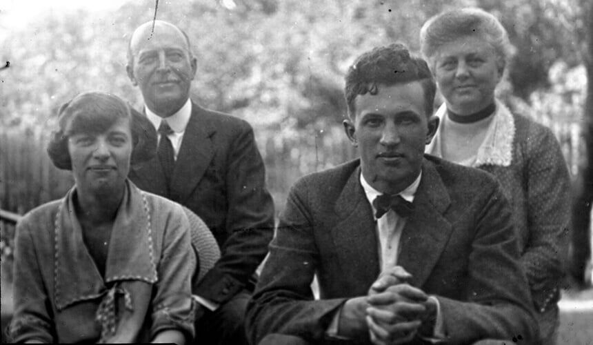 Thomas and Mary Brittingham sit for a portrait with their son Thomas Brittingham Jr. and his first wife, Mildred Candy. 1922.