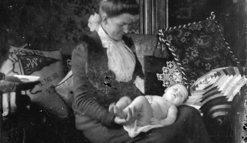 See the pillow on the left? This may be the earliest photograph or reference to the phrase "U-rah-rah," c. 1892. (Image courtesy of the Wisconsin Historical Society.) An early photograph or reference to the phrase "U-rah-rah," c. 1892. (Image courtesy of the Wisconsin Historical Society.)