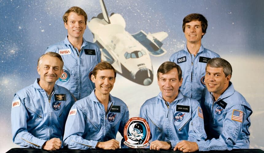 Group photo of the crew of the 1983 Columbia.