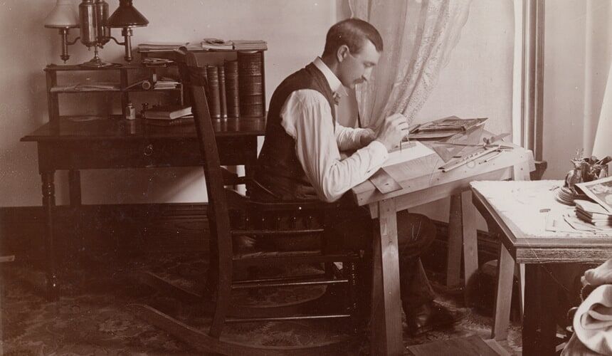Edward Schildhauer takes a break in his office.