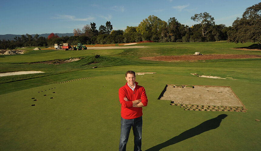 Photo courtesy of David Gonzales. Jay Blasi standing on a golf course.