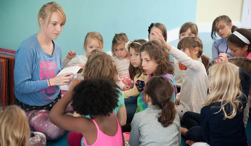 Jill Carey working with children.