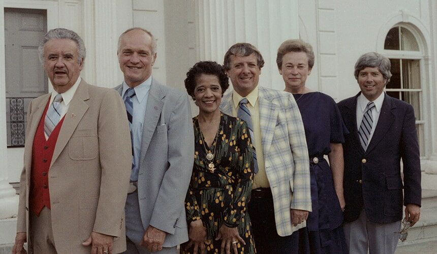 Governor Lee Sherman Dreyfus (left) and the elected officers of his term: Lt. Governor Russell Olson, Secretary of State Vel Phillips, Treasurer Charles Smith, Superintendent of Public Instruction Barbara Thompson, and Attorney General Bronson La Follette. (Image courtesy of the Wisconsin Historical Society.) Governor Lee Sherman Dreyfus and the elected officers of his term.