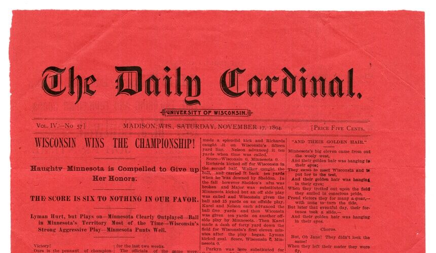 Recap of a WI vs. MN game from the Daily Cardinal in 1894.