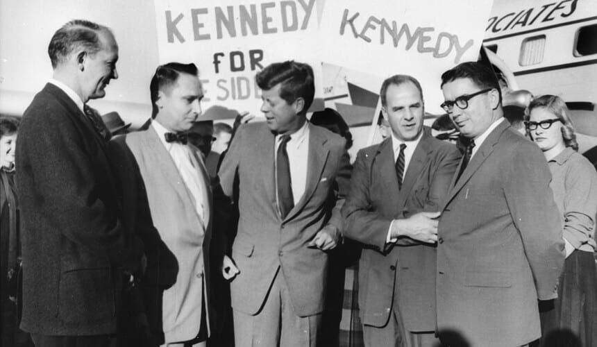 Campaigning with Kennedy, Gaylord Nelson and others. (Image courtesy of the Wisconsin Historical Society, #45434.) Campaigning with Kennedy, Gaylord Nelson and others.