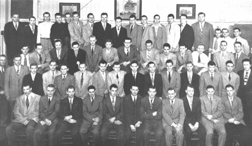 Phill's late father, Phillip W. Gross BS1952, earned a degree in chemical engineering. Here in his A. I. CH. E. yearbook photo (fourth row, third from the left). (Image courtesy of the UW Digital Collections Center.) Phill's late father, Phillip W. Gross BS1952, earned a degree in chemical engineering. Here in his A. I. CH. E. yearbook photo (fourth row, third from the left).