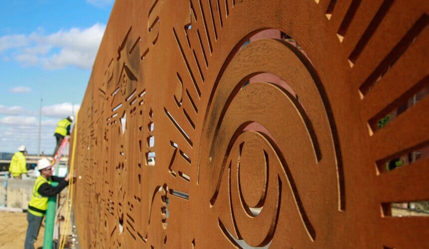 A close-up of the Badger Pride Wall while it was being installed at Alumni Park. A close-up of the Badger Pride Wall while it was being installed at Alumni Park.