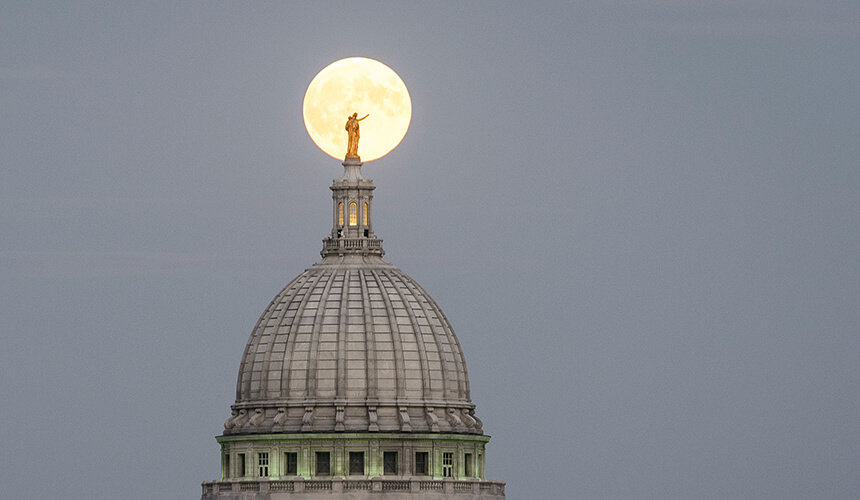 The statue known as "Miss Forward" atop of Wisconsin's State Capitol dome.