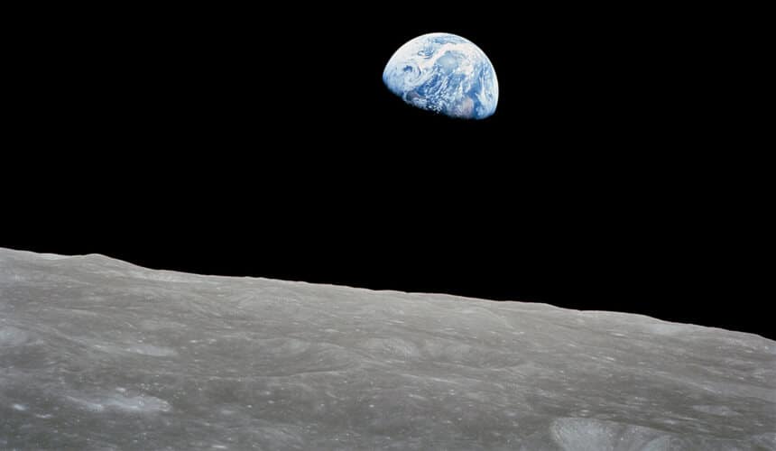 A photo of the earth from the Apollo 8 spacecraft.