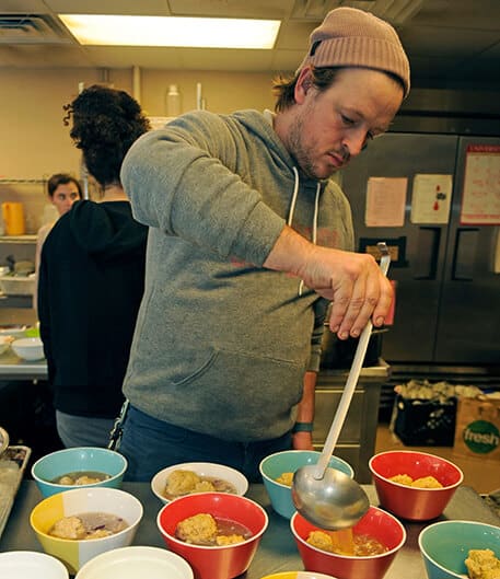 Chef Jonny Hunter preparing his dishes.