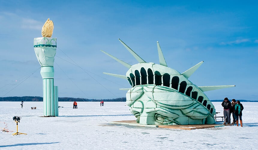 Lady Liberty on the lake