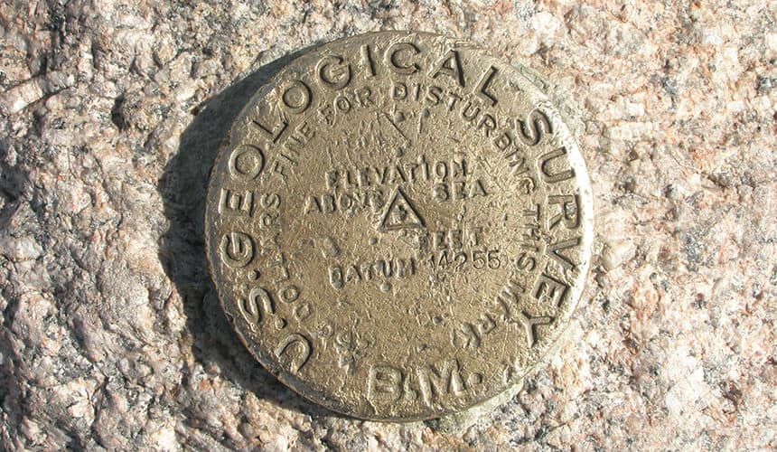 VABM elevation marker designated "Pallet" on summit of Pleasant View Ridge, San Gabriel high country.