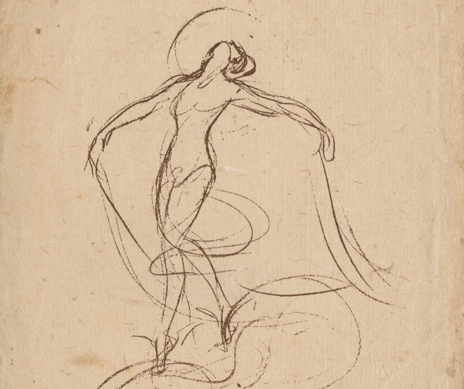 Drawing from a program for Orchesis. (Image courtesy of UW Archives.)
