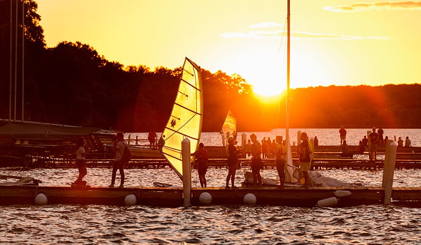 a sunset on the pier