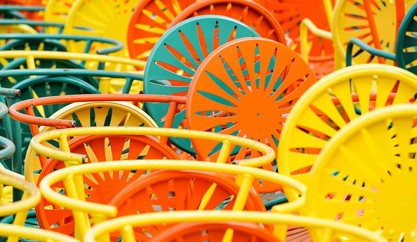 Photos of the Union chairs. (Photo by Jeff Miller/UW-Madison)