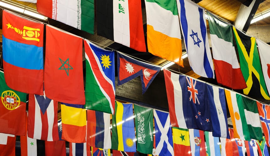 International flags.